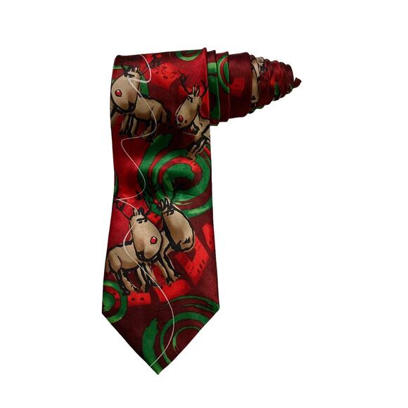 J Garcia Dracula Claus Collection Sixty Christmas Reindeer Novelty Necktie - Picture 1 of 7